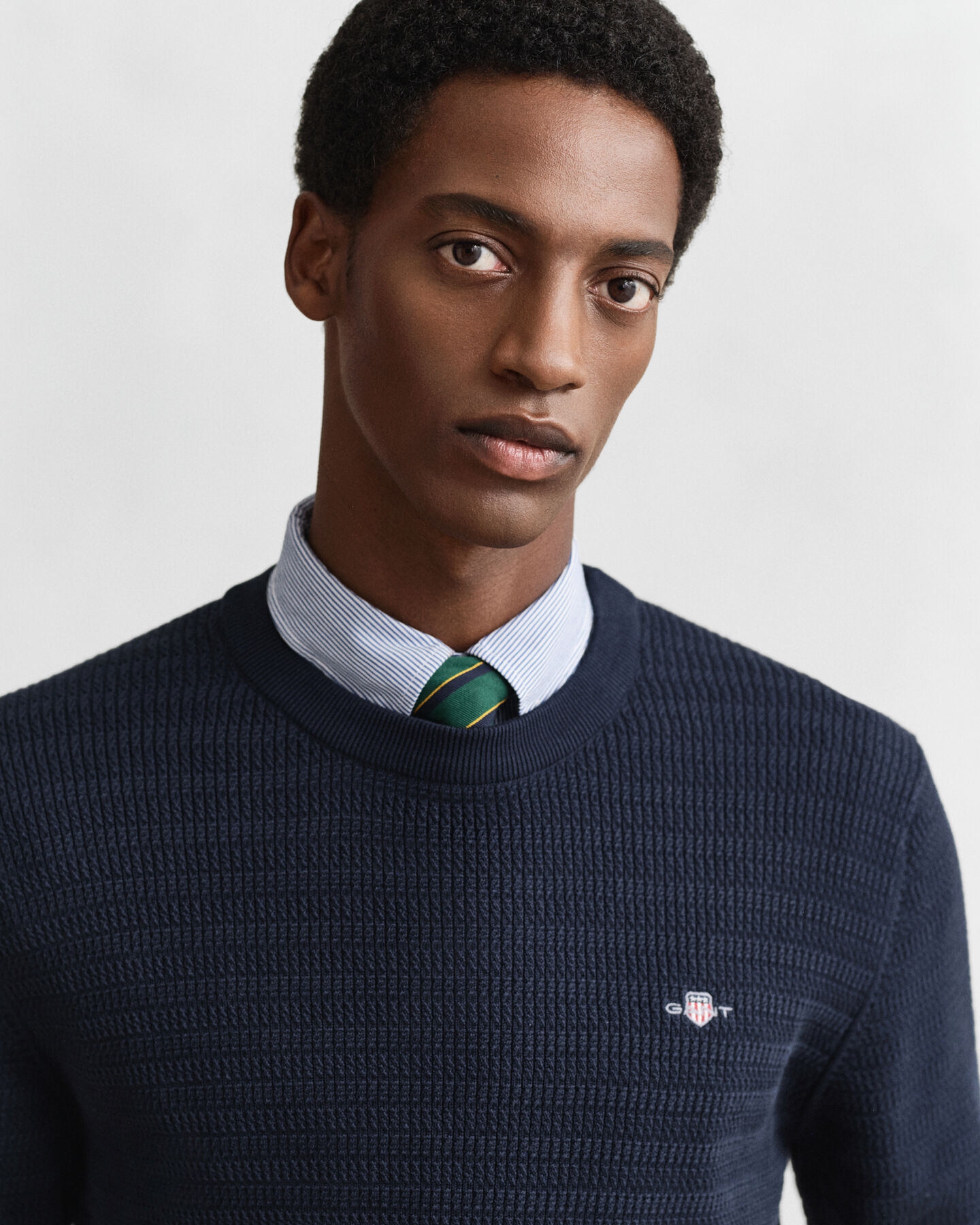 Pull col rond en maille torsadée