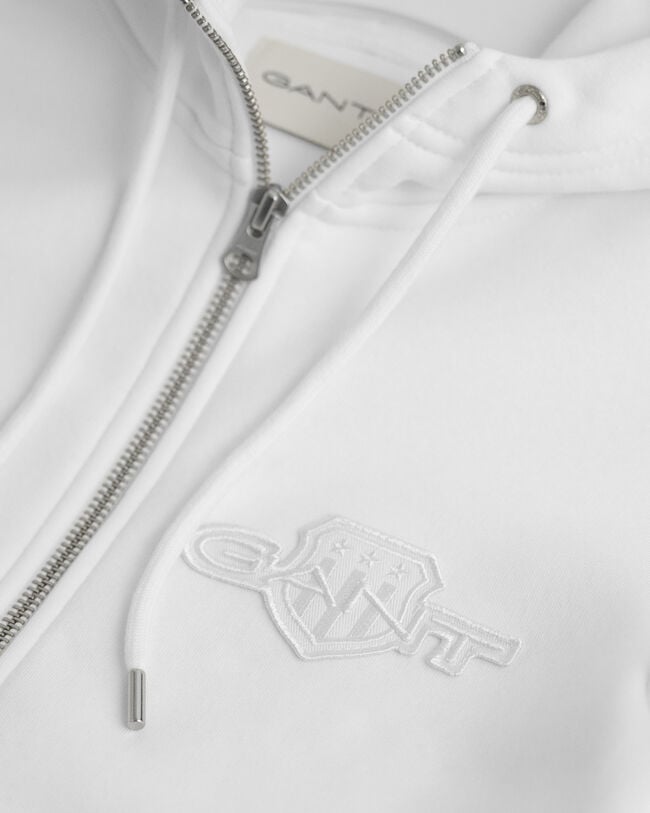 Tonal Shield hoodie met ritssluiting