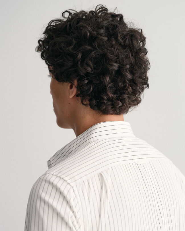 Slim Fit net hemd met krijtstreep