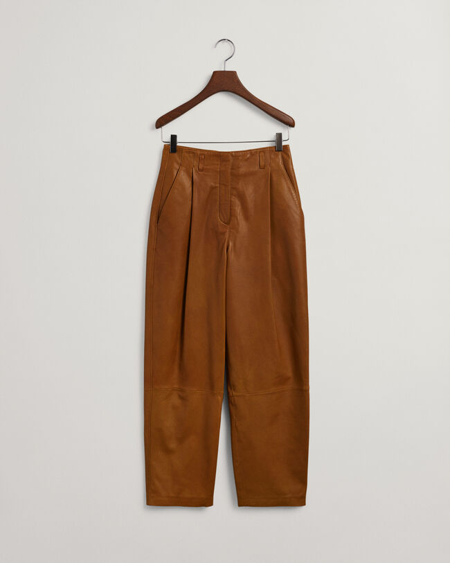 Pantalon en cuir plissé