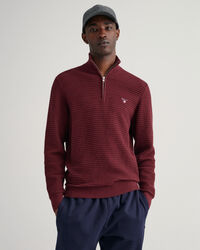Pull en coton &agrave; demi-zip Texture