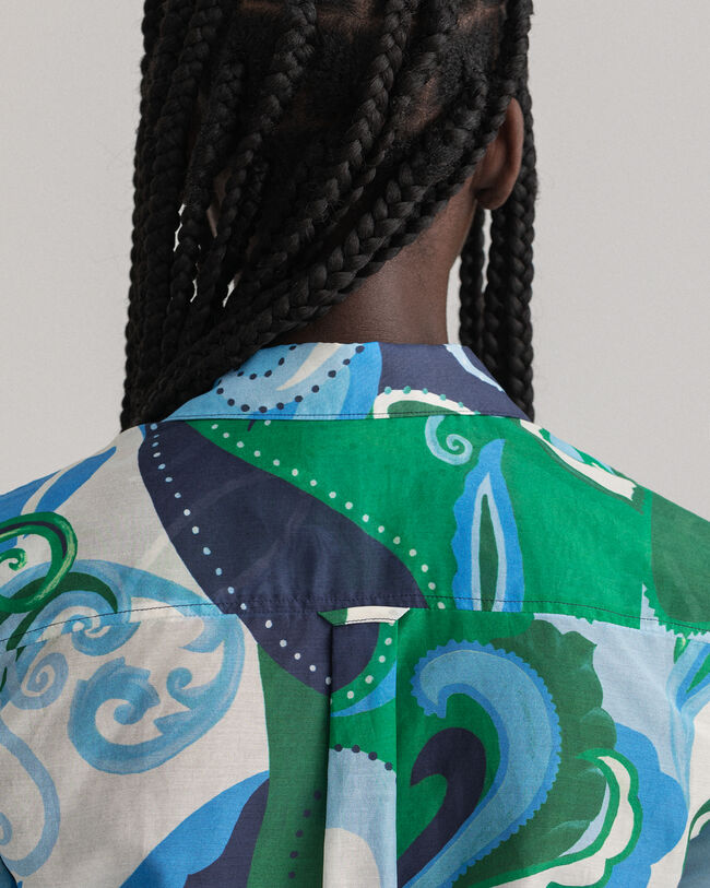 Regular Fit Paisley blouse van katoenzijde