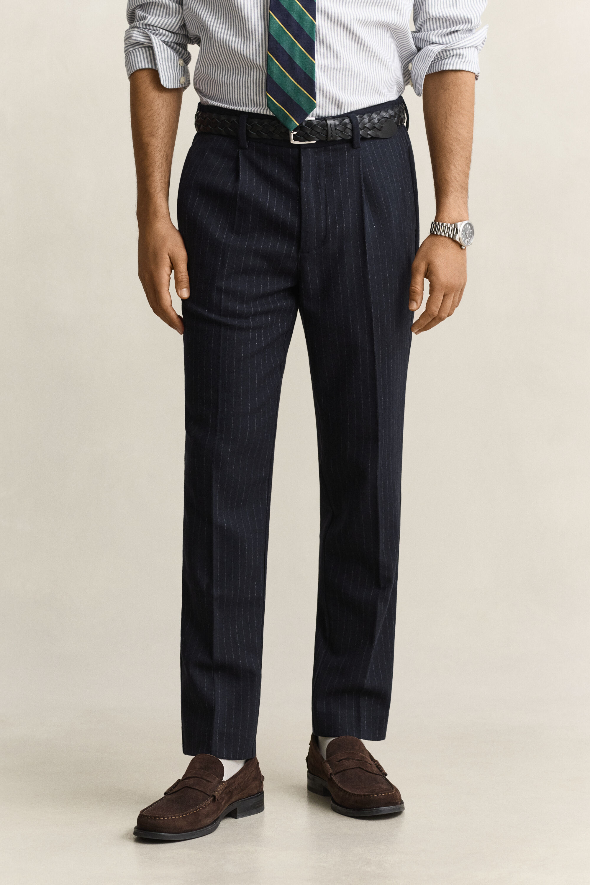 Pantalon coupe fuselée en flanelle de laine