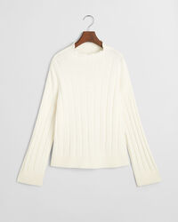 Pull col droit en laine &agrave; c&ocirc;tes larges