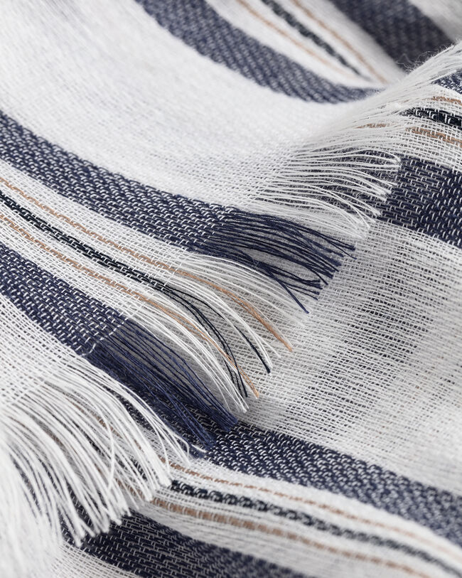 Foulard en coton et lin à rayures
