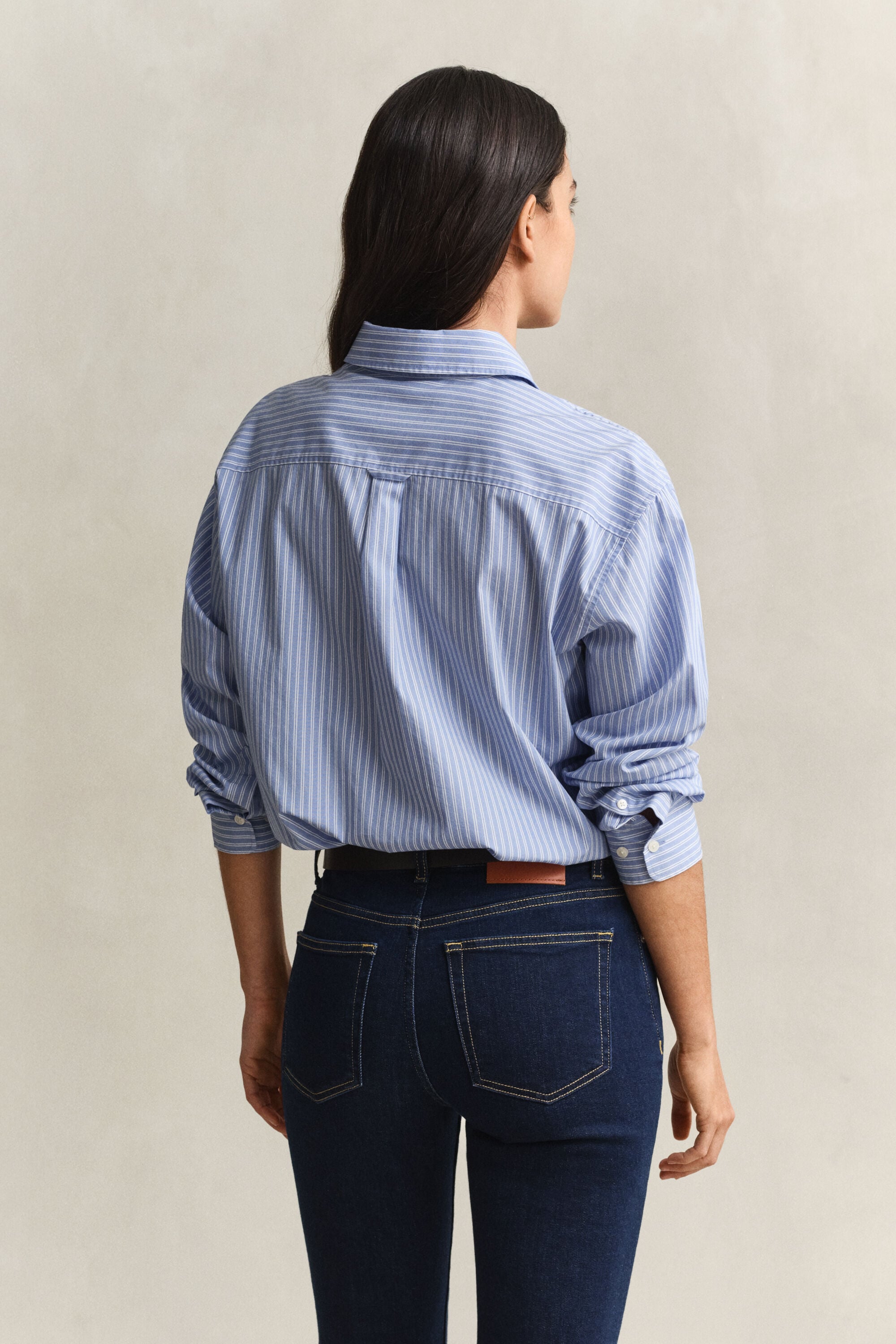 Chemise classique coupe décontractée en popeline à rayures