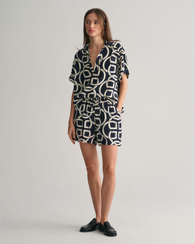 Short relaxed fit à imprimé Monogram Pull-On