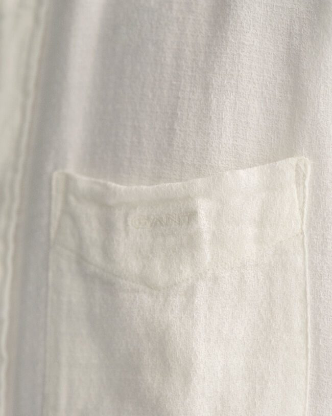 Regular Fit Textured hemd met korte mouwen van katoen en linnen