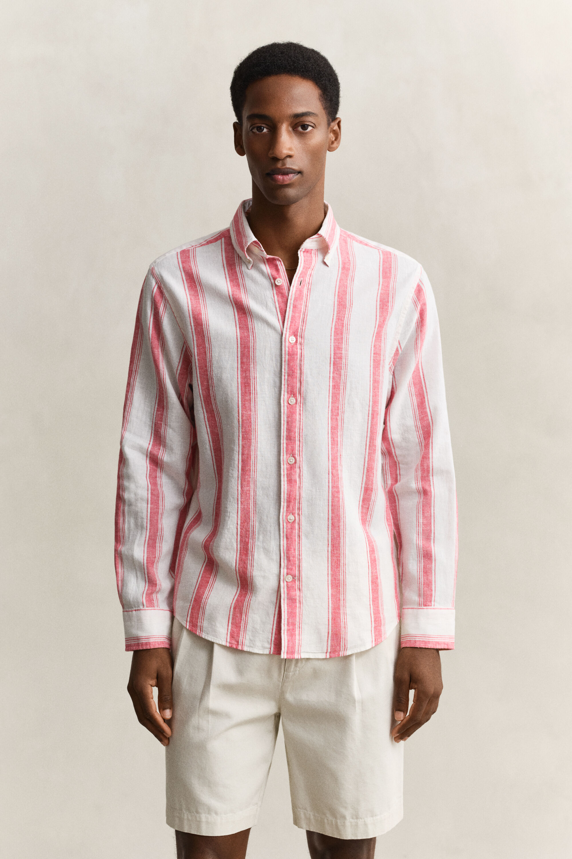 Chemise en lin mélangé à rayures