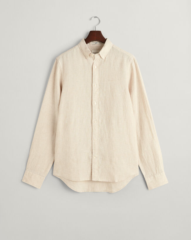 Slim Fit linnen hemd met pied-de-poule