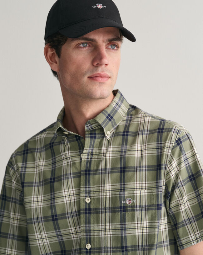 Regular Fit hemd van poplin met korte mouwen en ruitje