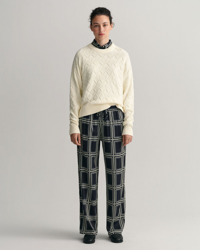 Gebreide geweven trui met ronde hals