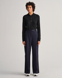 Detail Collar piqu&eacute; poloshirt met lange mouwen