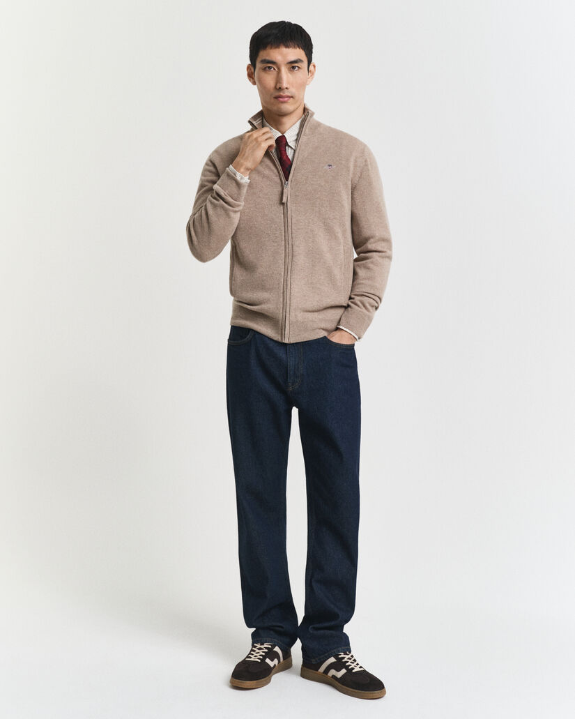 Cardigan zippé en laine d'agneau ultra-fine