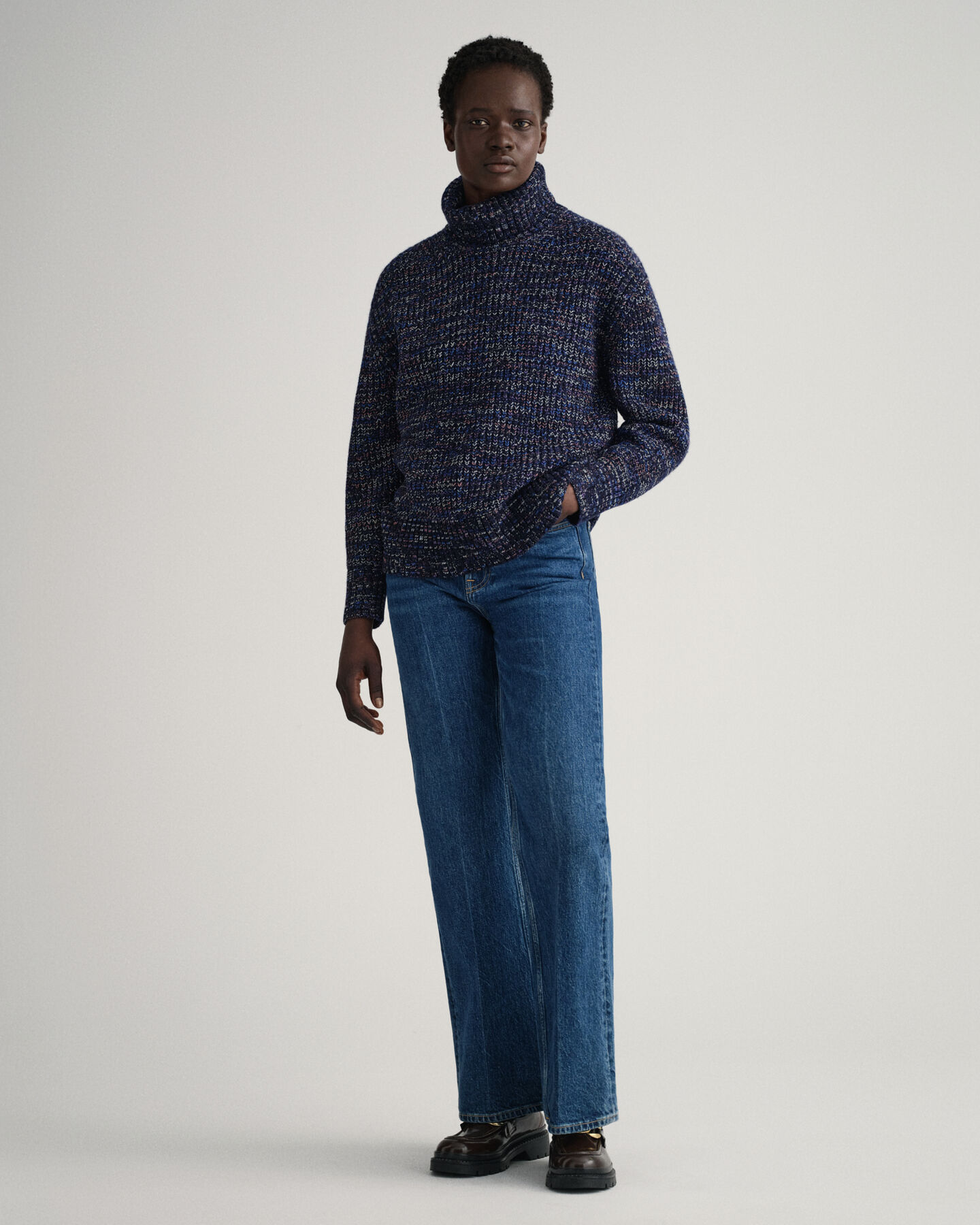 Meerkleurige trui met rolkraag