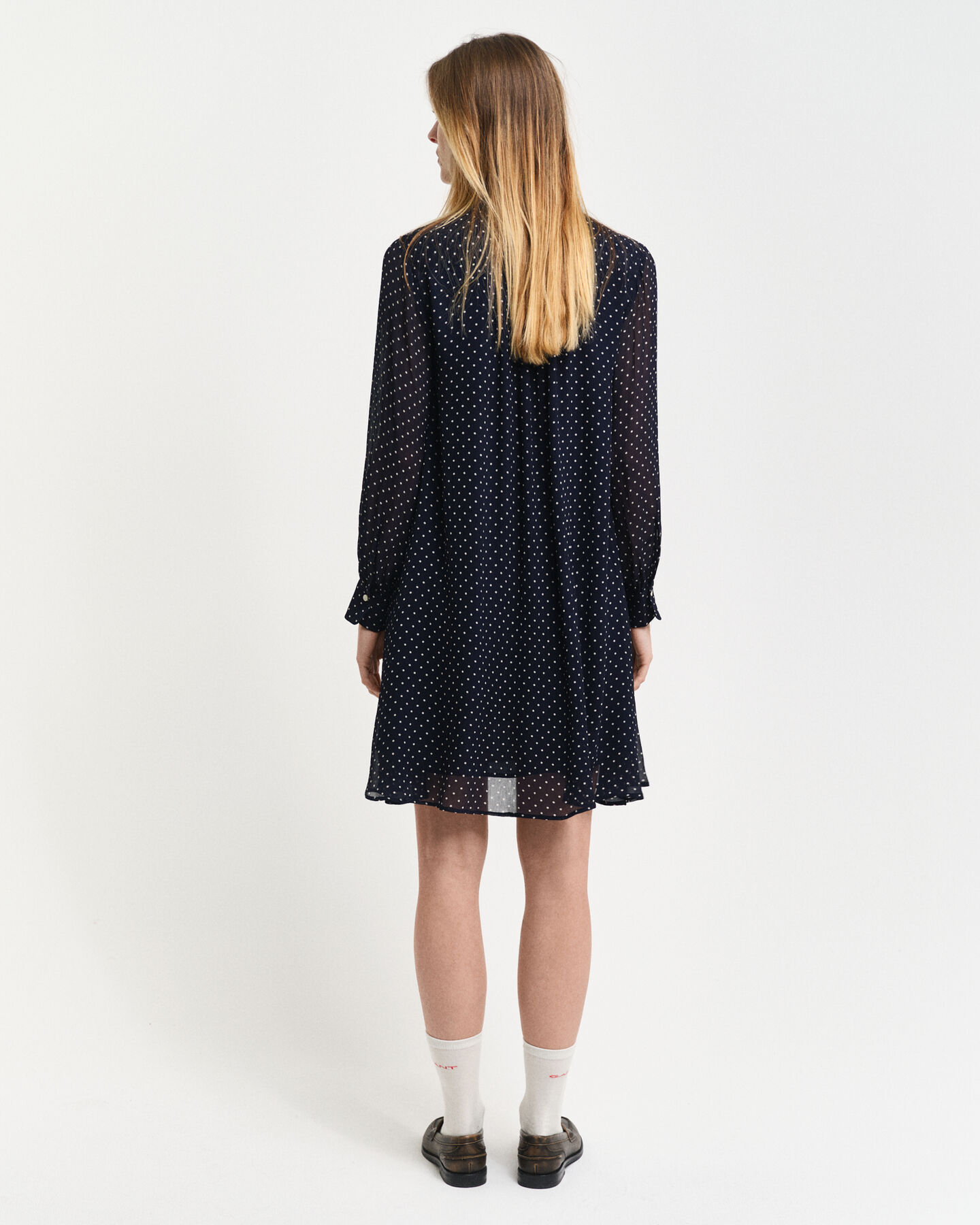 Jurk met strik en stippenprint