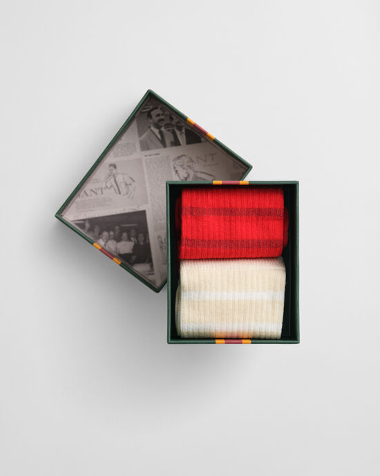 Cadeauset van twee paar metallic gestreepte sokken