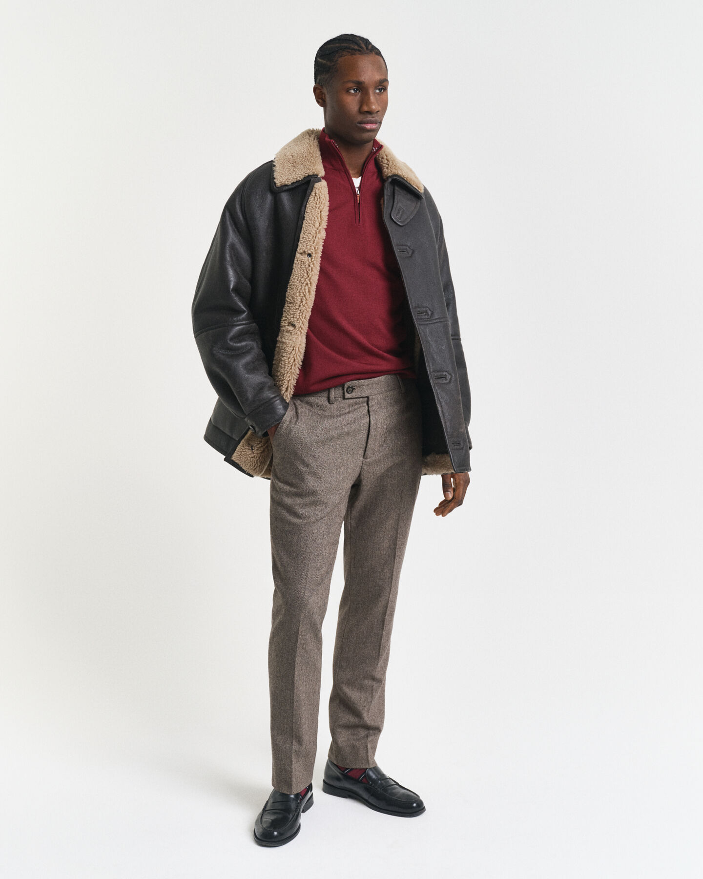 Trui met korte rits van extra fijne merinoswol