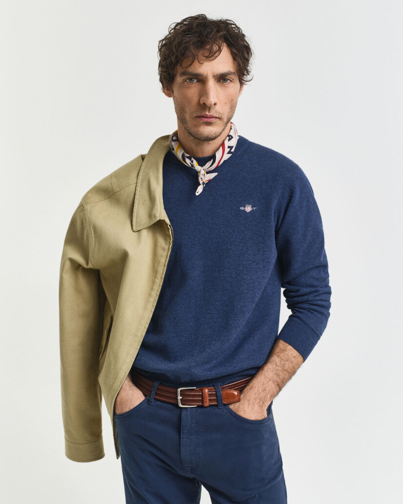 Pull col rond en coton classique