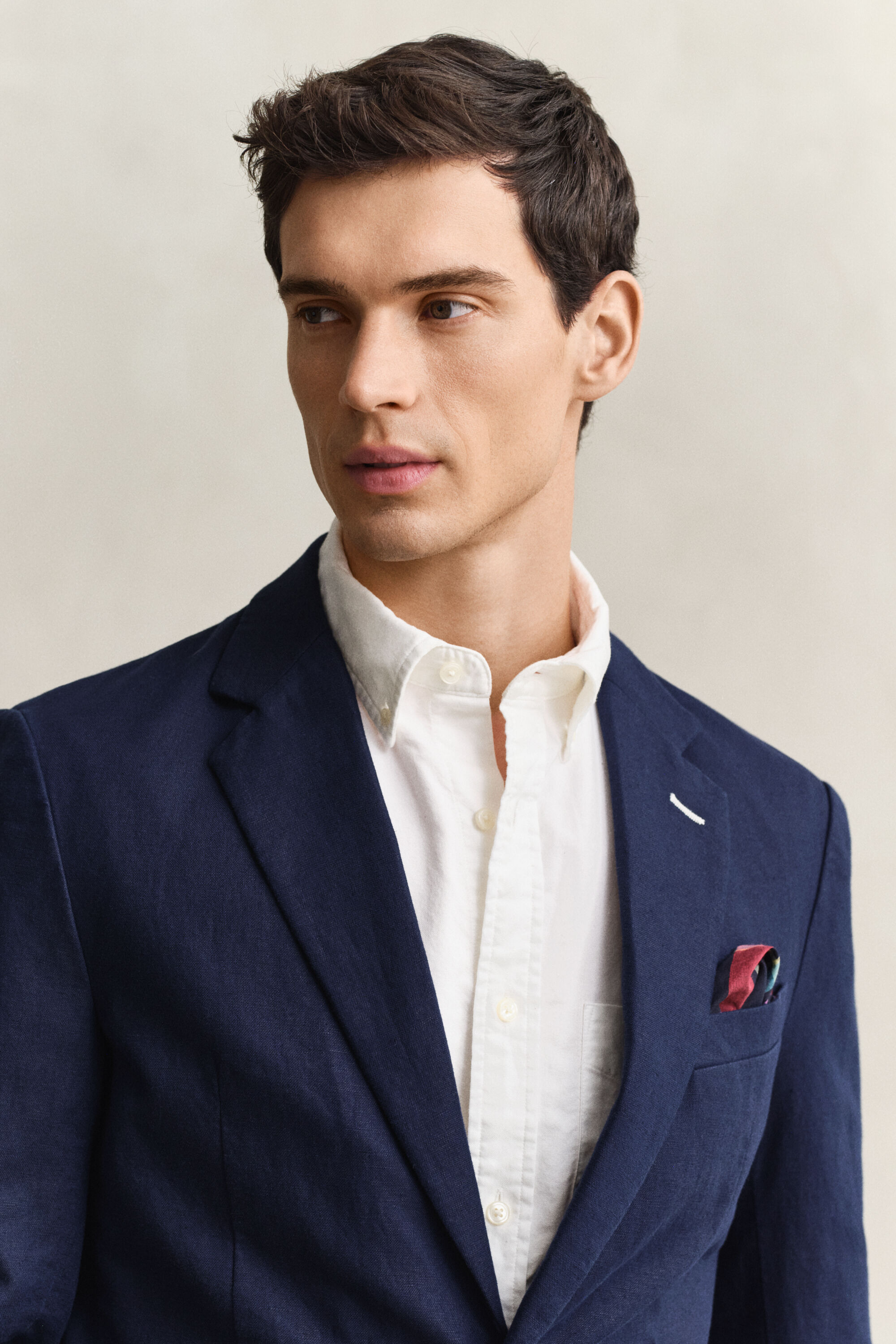 Kostuumjasje van een getextureerde katoenmix