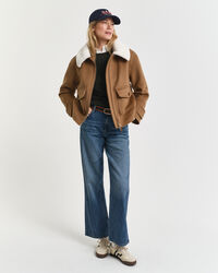 Pull col rond en maille de coton stretch à torsades