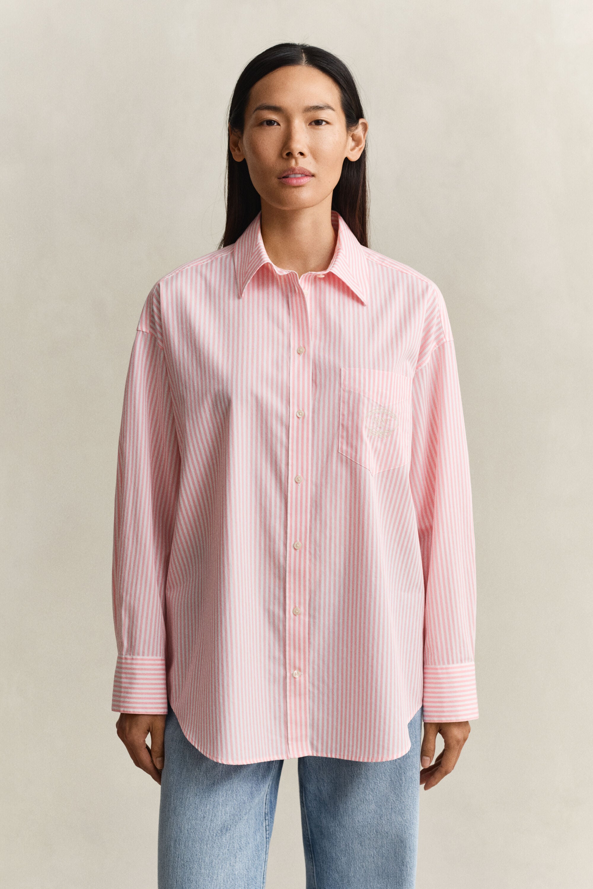 Oversized Classic gestreept overhemd van poplin