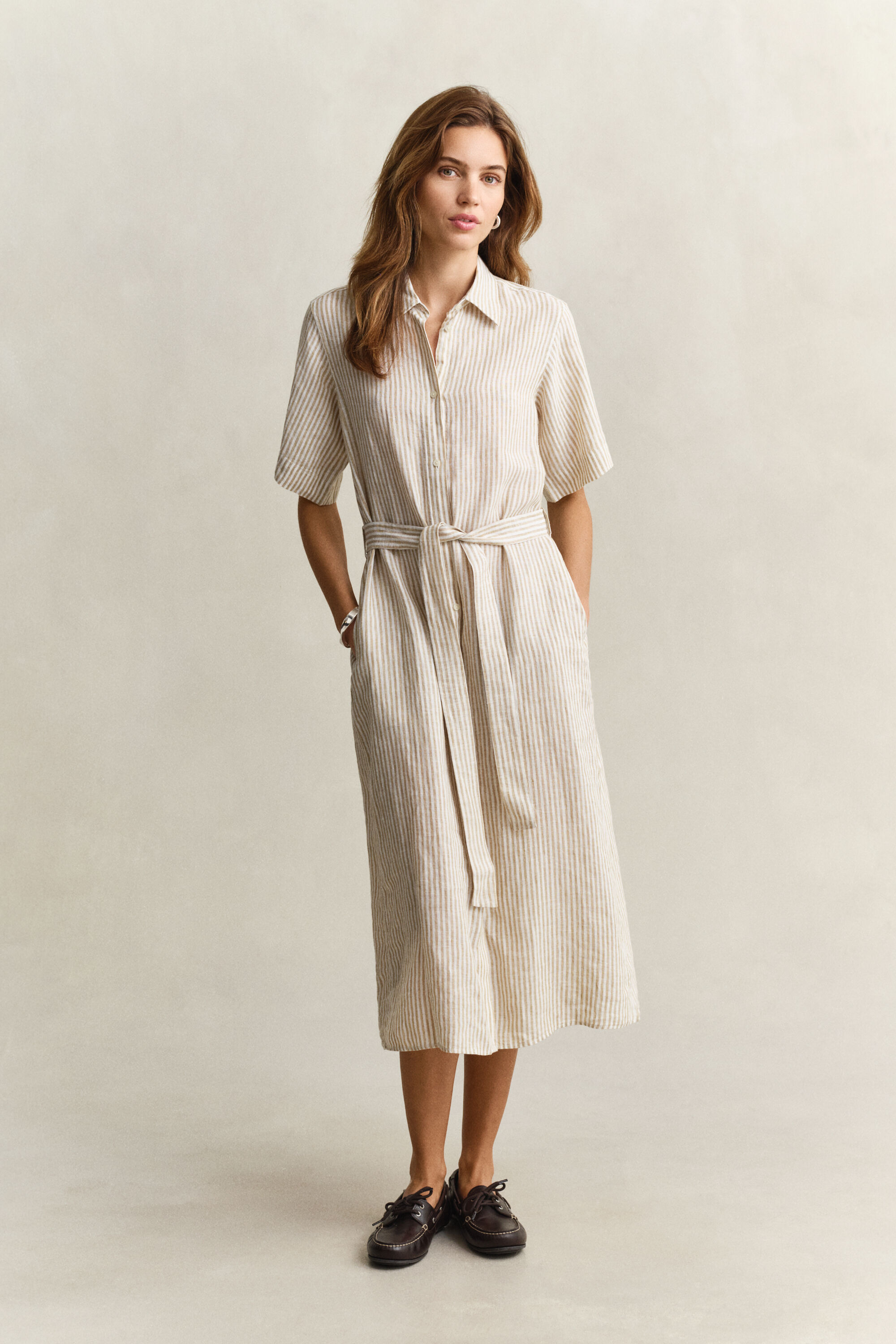 Robe-chemise en lin à rayures