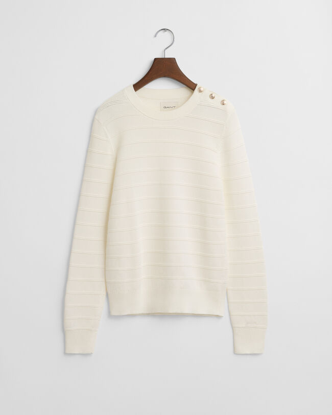 Katoenen Textured sweater met ronde hals