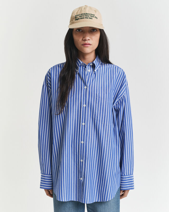 Oversized gestreept hemd van poplin