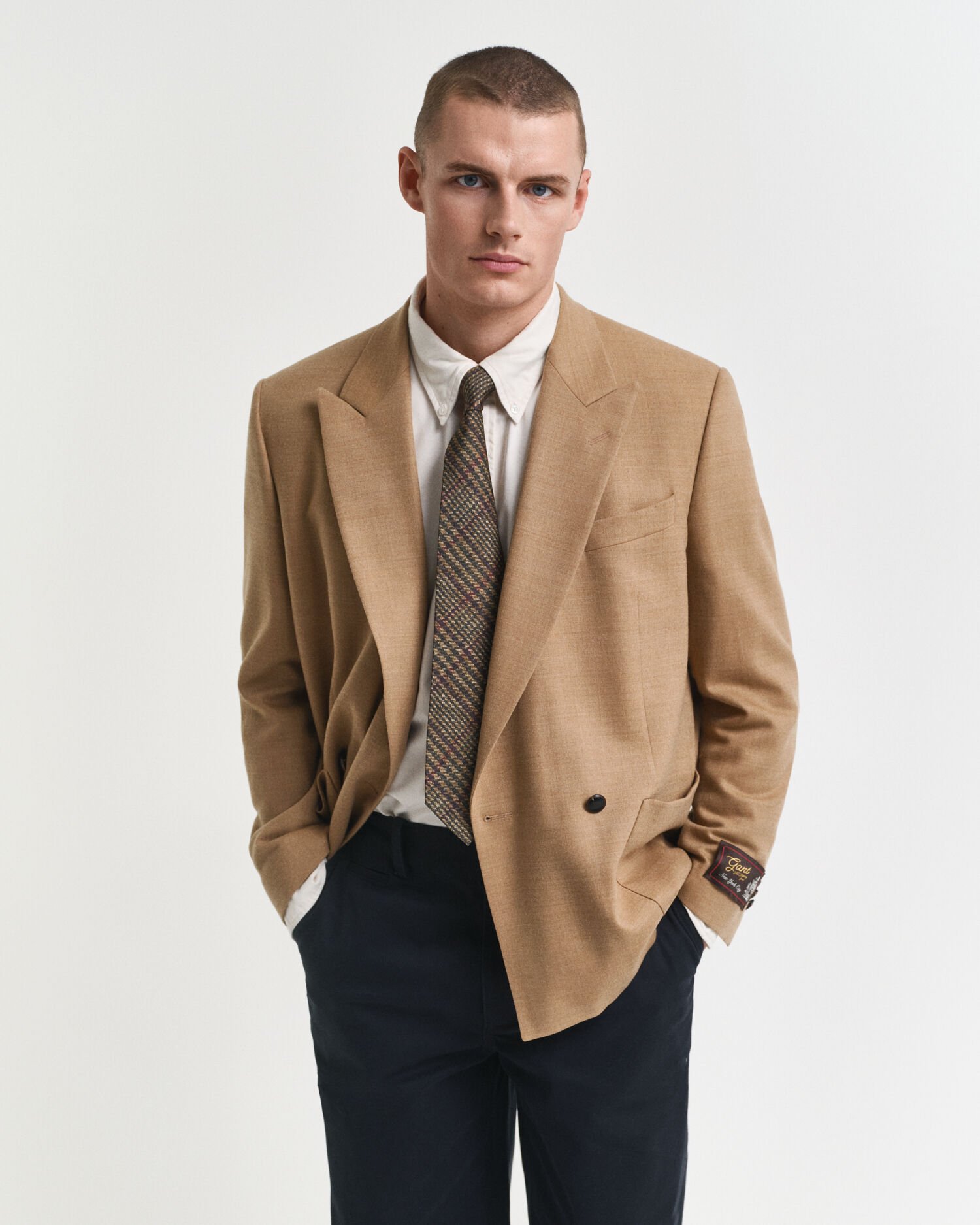 Veste blazer Club en flanelle camel