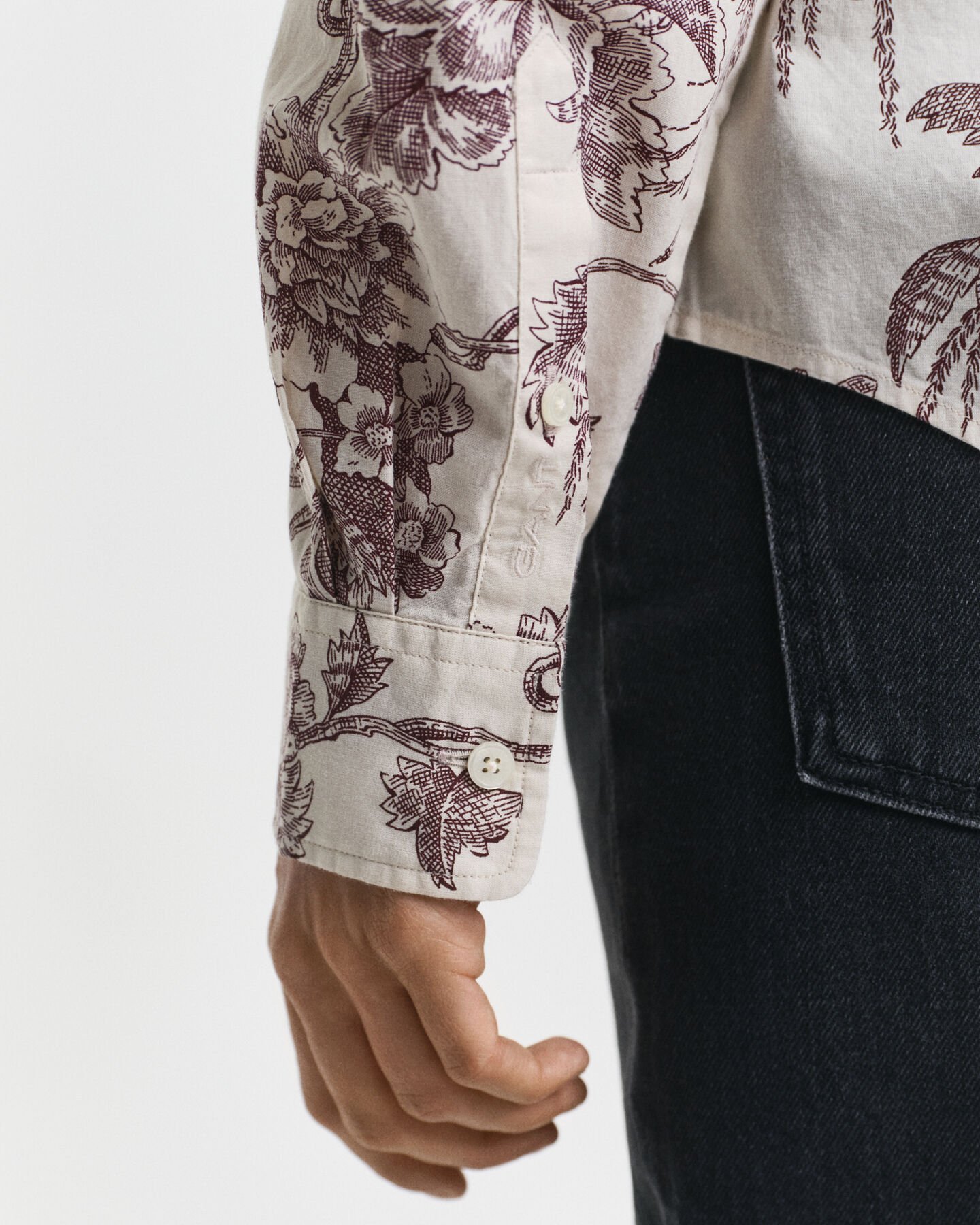 Chemise coupe regular en voile de coton à imprimé arbres