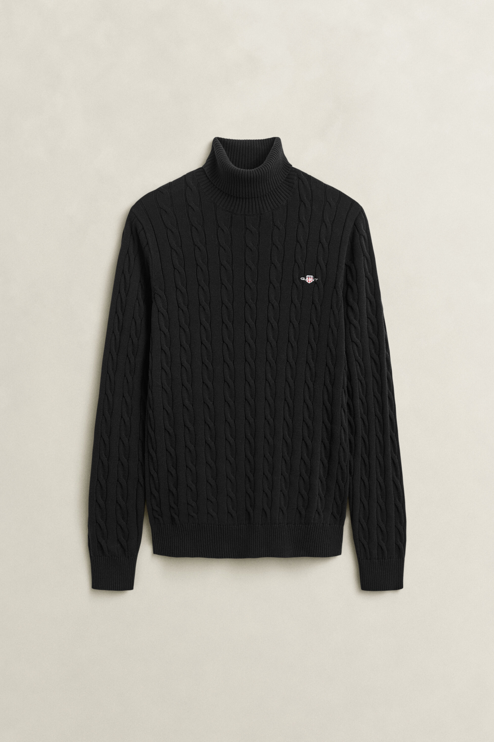Pull col roulé en maille torsadée de coton