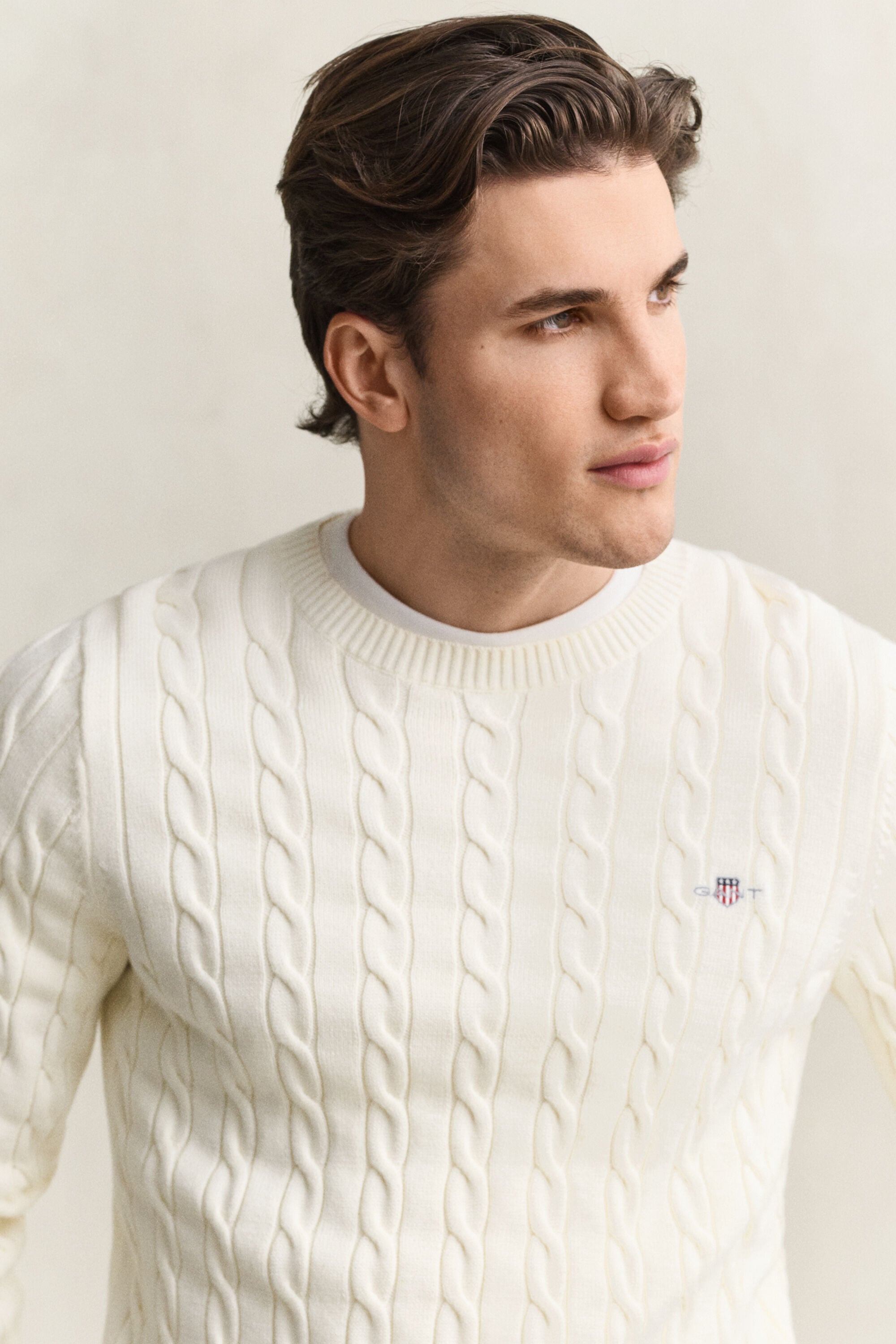 Pull col rond en maille de coton torsadée