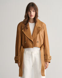Trench-coat court en cuir