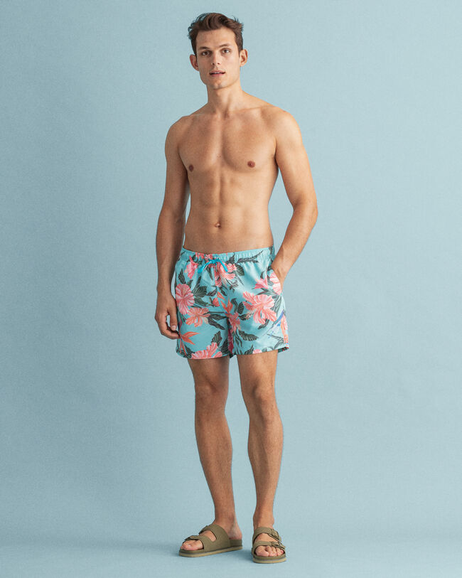 Classic Fit zwemshort met tropische print