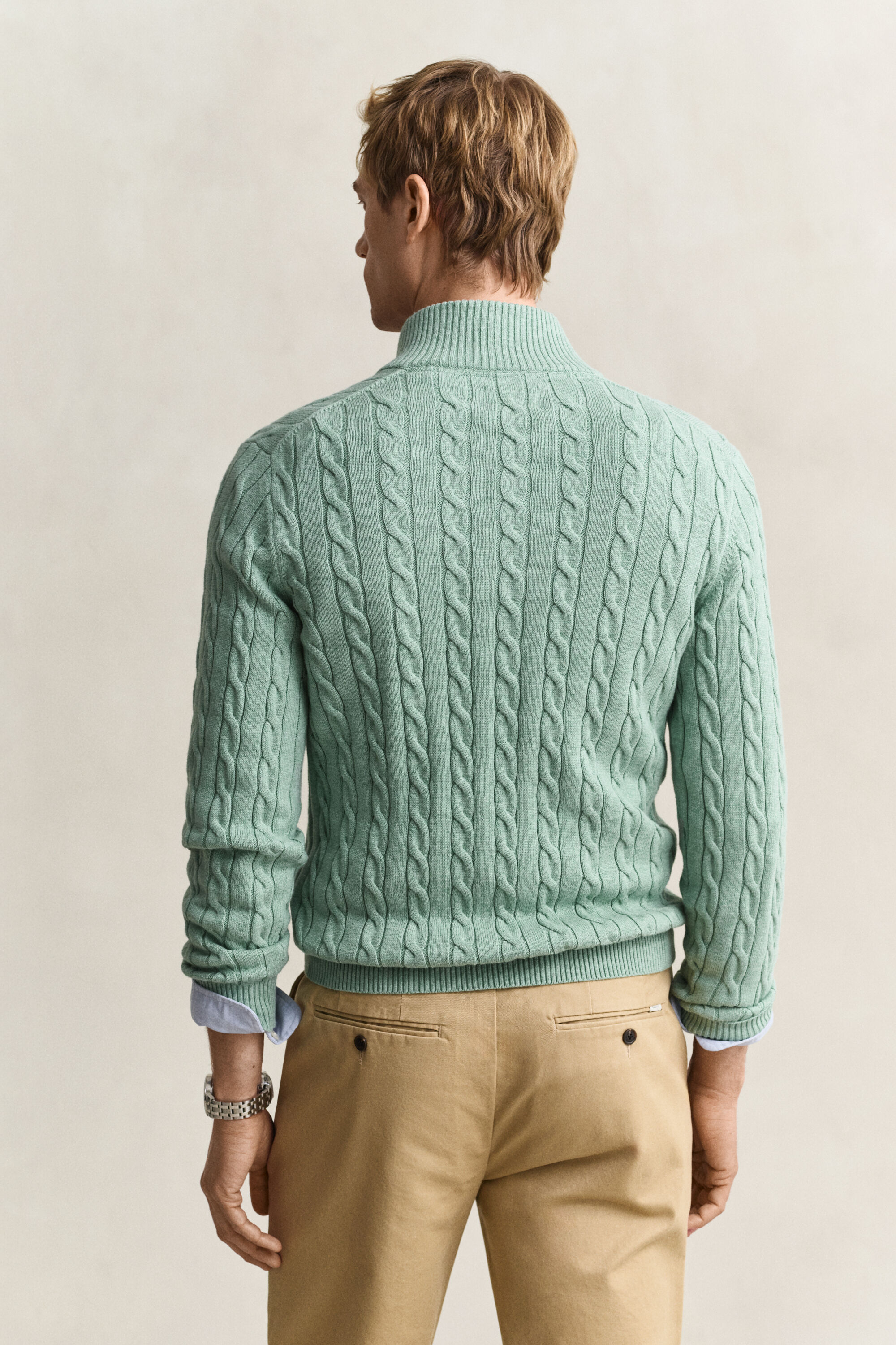 Pull à demi-zip en maille de coton torsadée