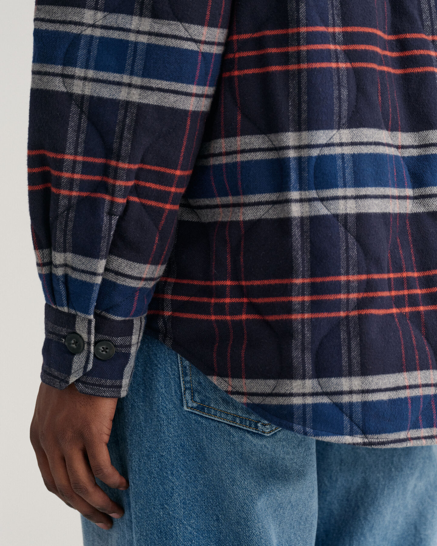 Doorgestikt flanellen overshirt