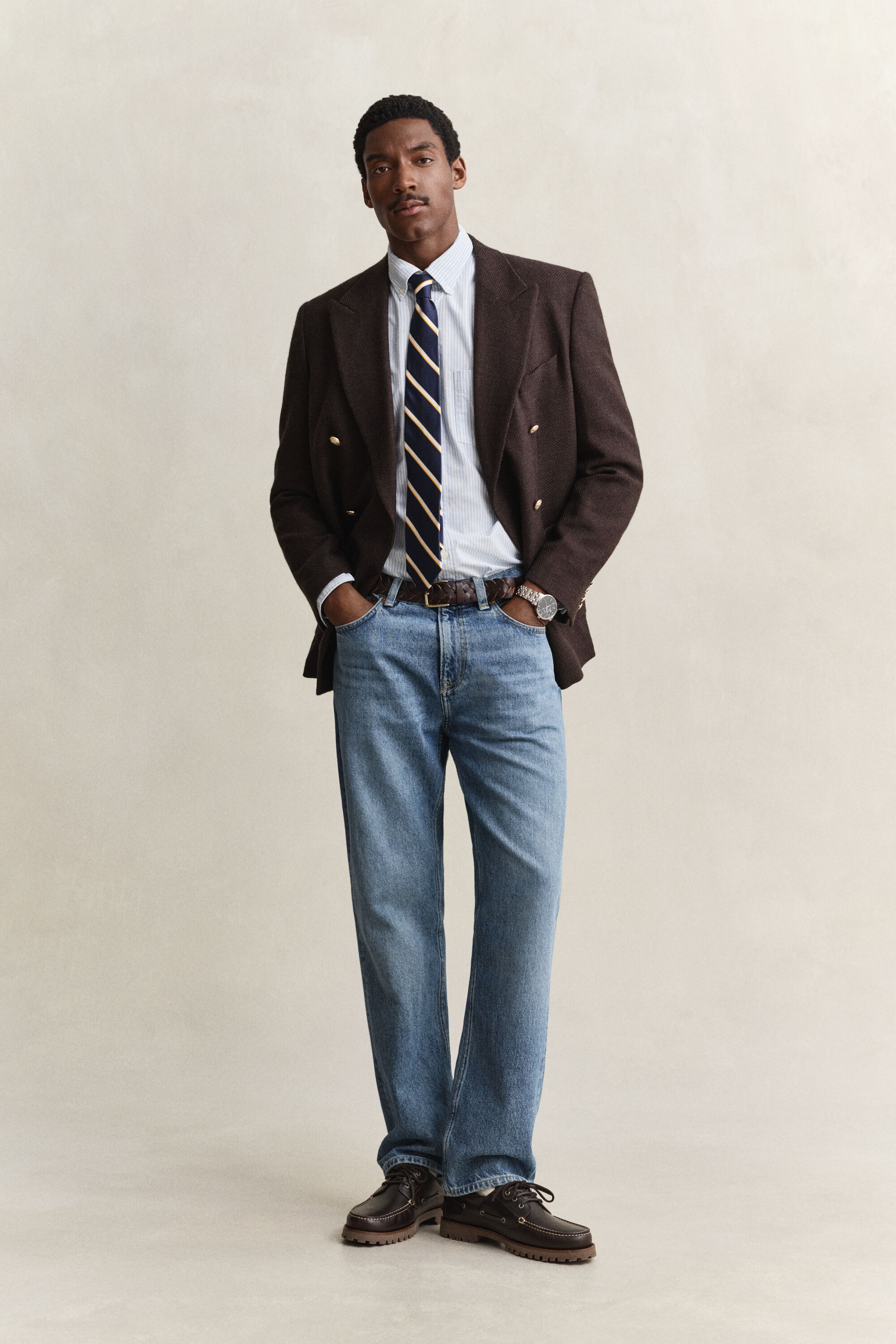Chemise en coton Oxford classique à rayures Banker