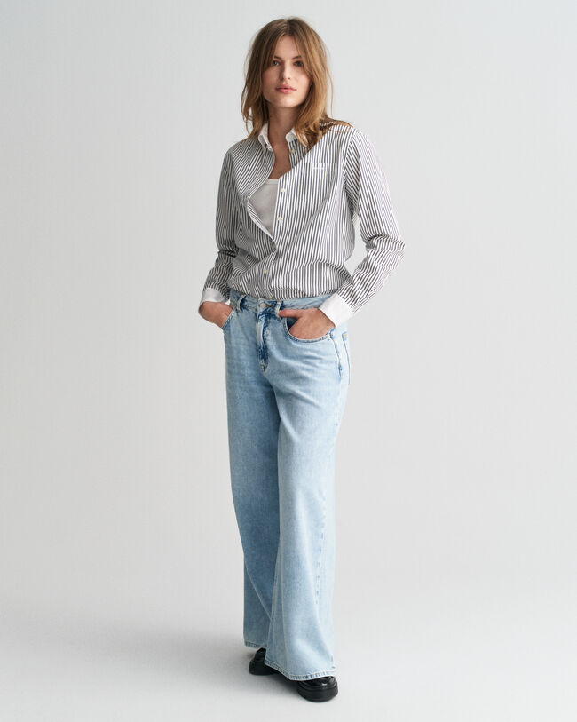 Chemise regular fit à rayures et col contrastant