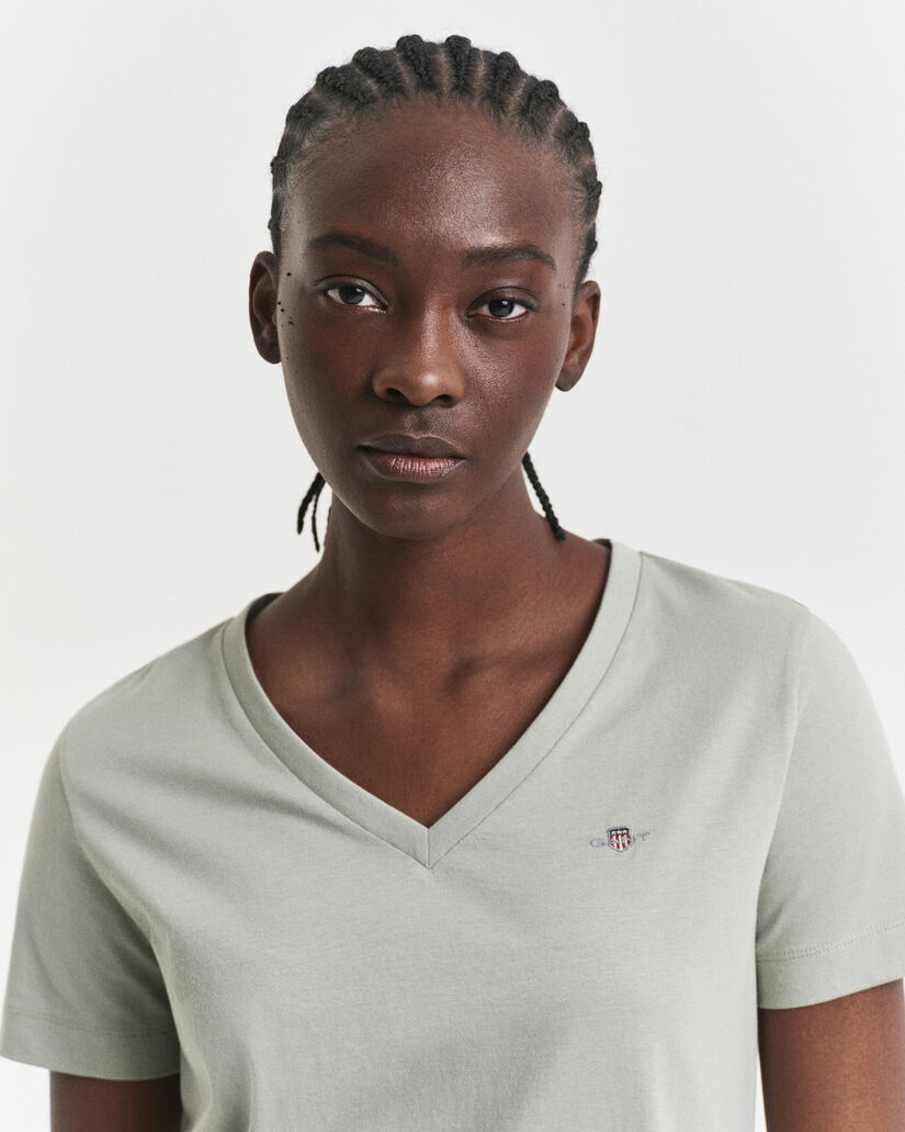 Shield T-shirt met V-hals