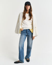 Katoenen Textured sweater met ronde hals