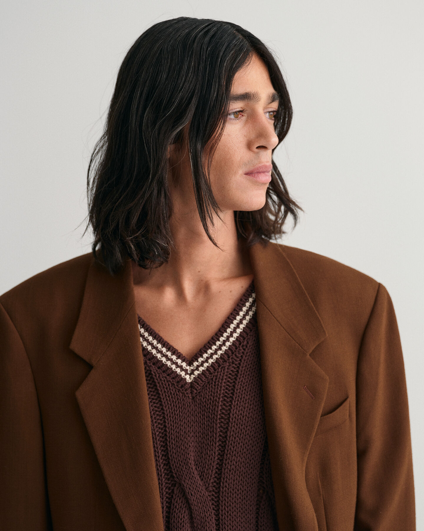 Veste blazer de costume ultra-ample en crêpe de laine