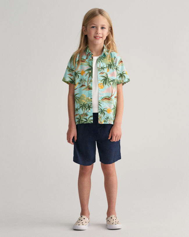 Chemise en coton &agrave; manches courtes Palm Print Kids