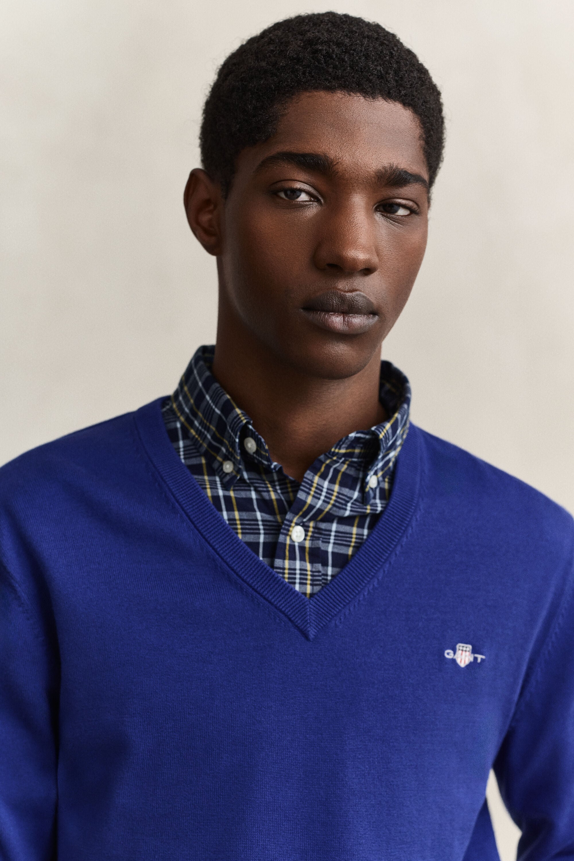 Pull col V en coton classique