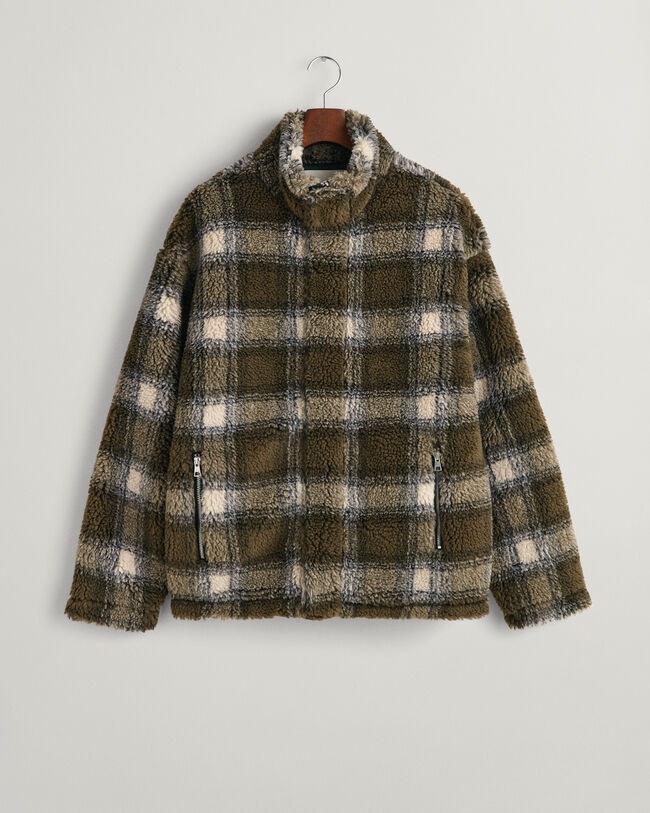 Veste zippée en polaire à carreaux