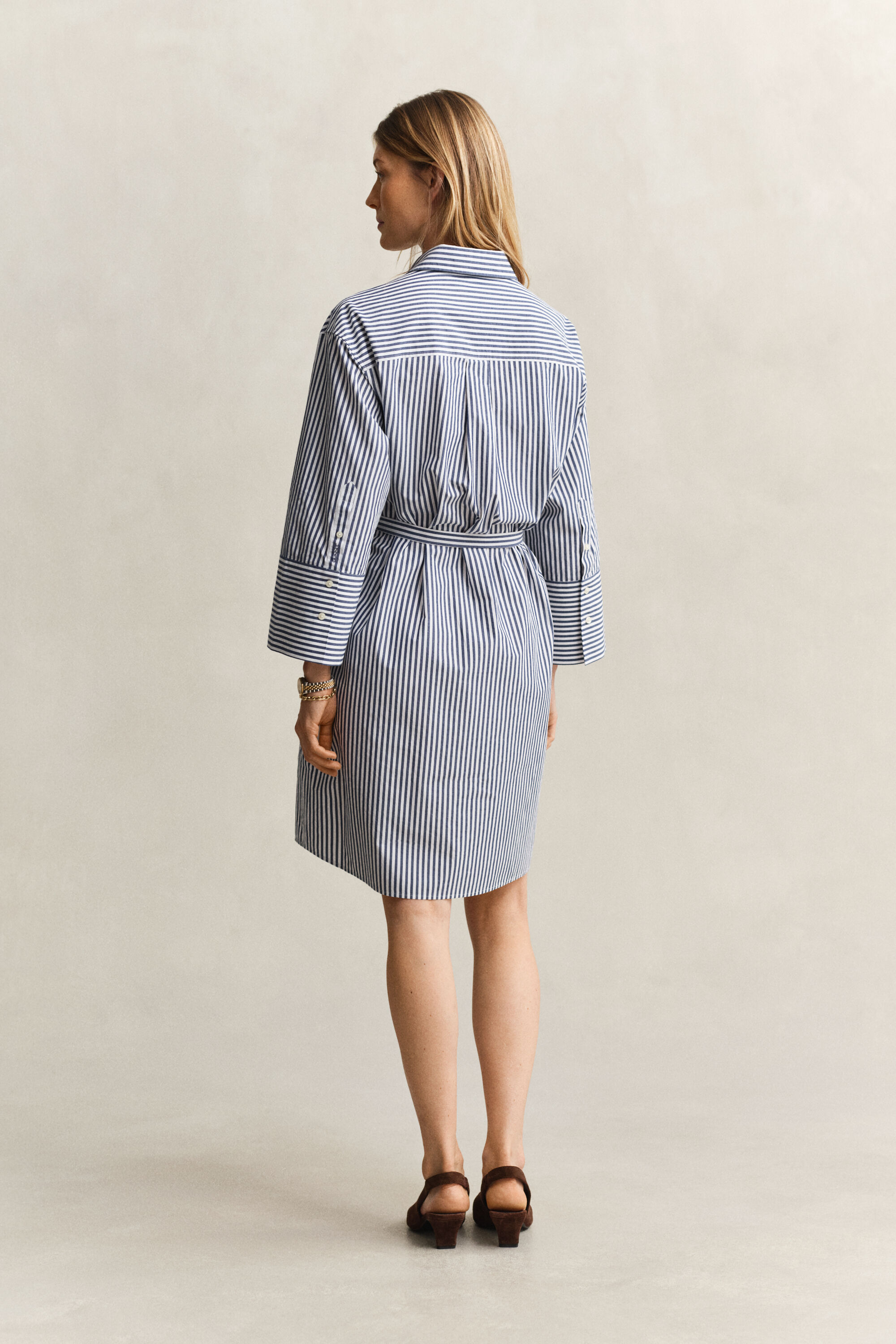 Robe-chemise en popeline à rayures