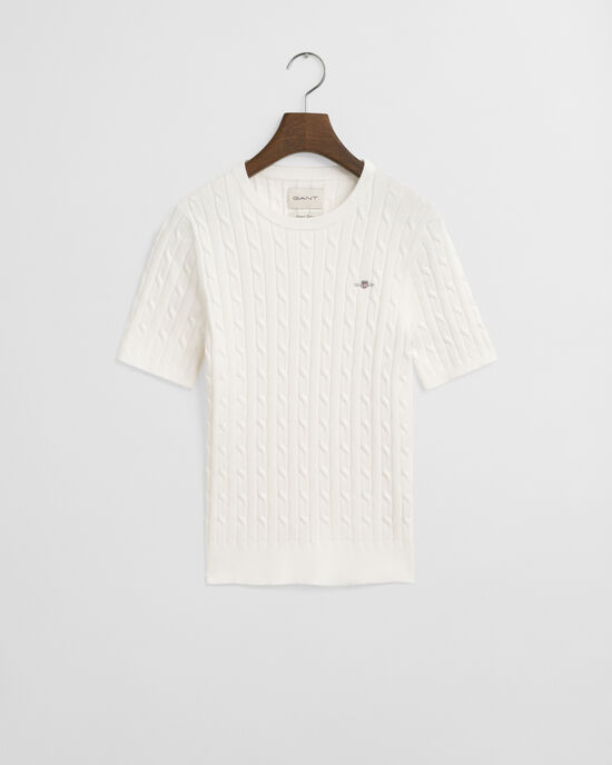 Pull en maille de coton stretch à torsades