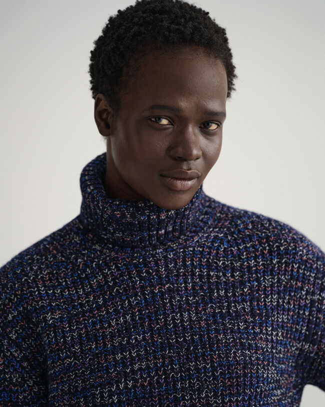 Meerkleurige trui met rolkraag