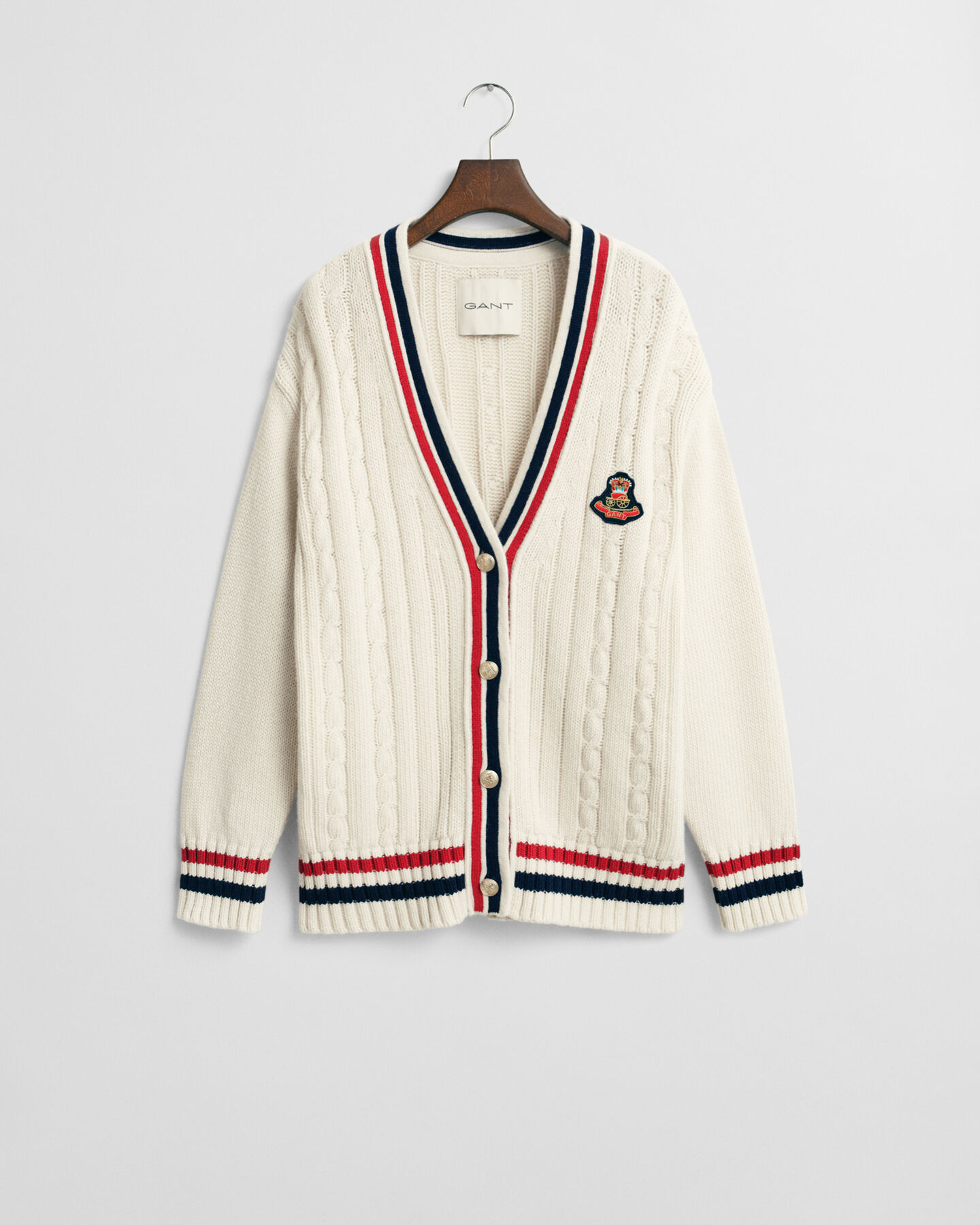 Gant Varsity kabelgebreid vest met V-hals