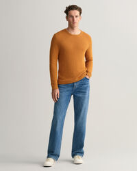 Pull ras du cou en coton et lin Textured